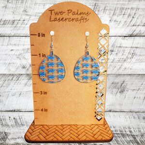 Blue Crab Oblong Tear Drop Shaped Dangle Acrylic Earrings